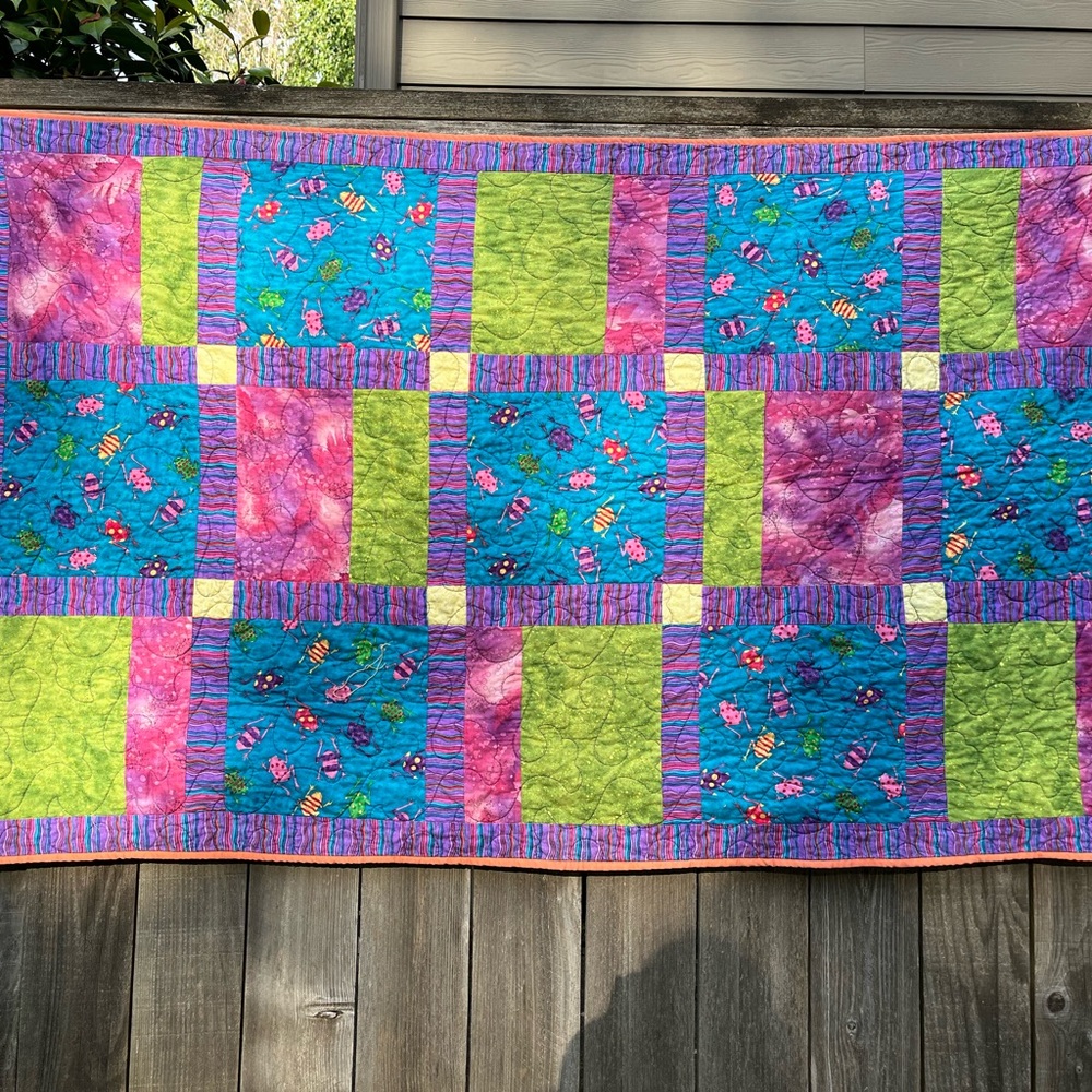 Handmade Patchwork Quilt with Floral Patterns